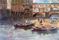 Работы  Ledo Gragnoli - Renai al Ponte Vecchio oil холст